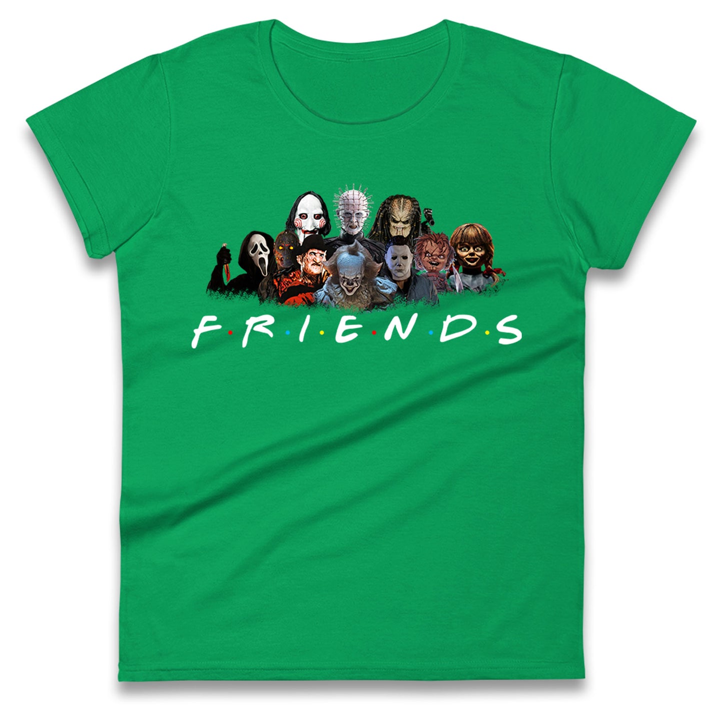 Horror Characters Friends Halloween Womens t shirts