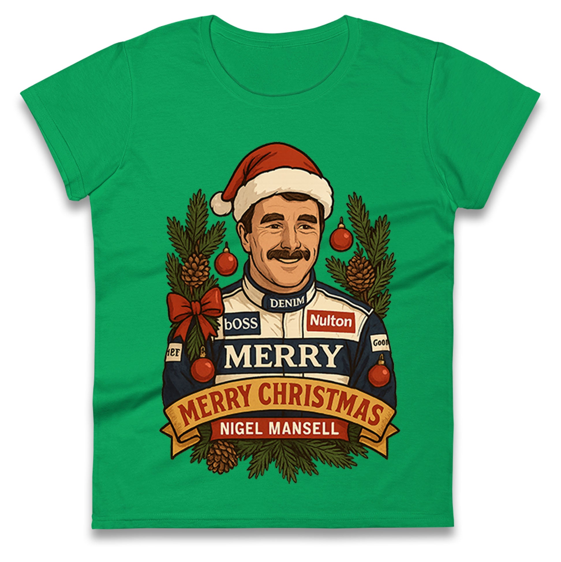 Nigel Mansell Christmas Ladies T Shirt 