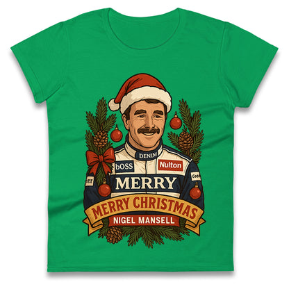 Nigel Mansell Christmas Ladies T Shirt 