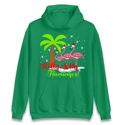 Holly Jolly Flamingos Christmas Unisex Hoodie