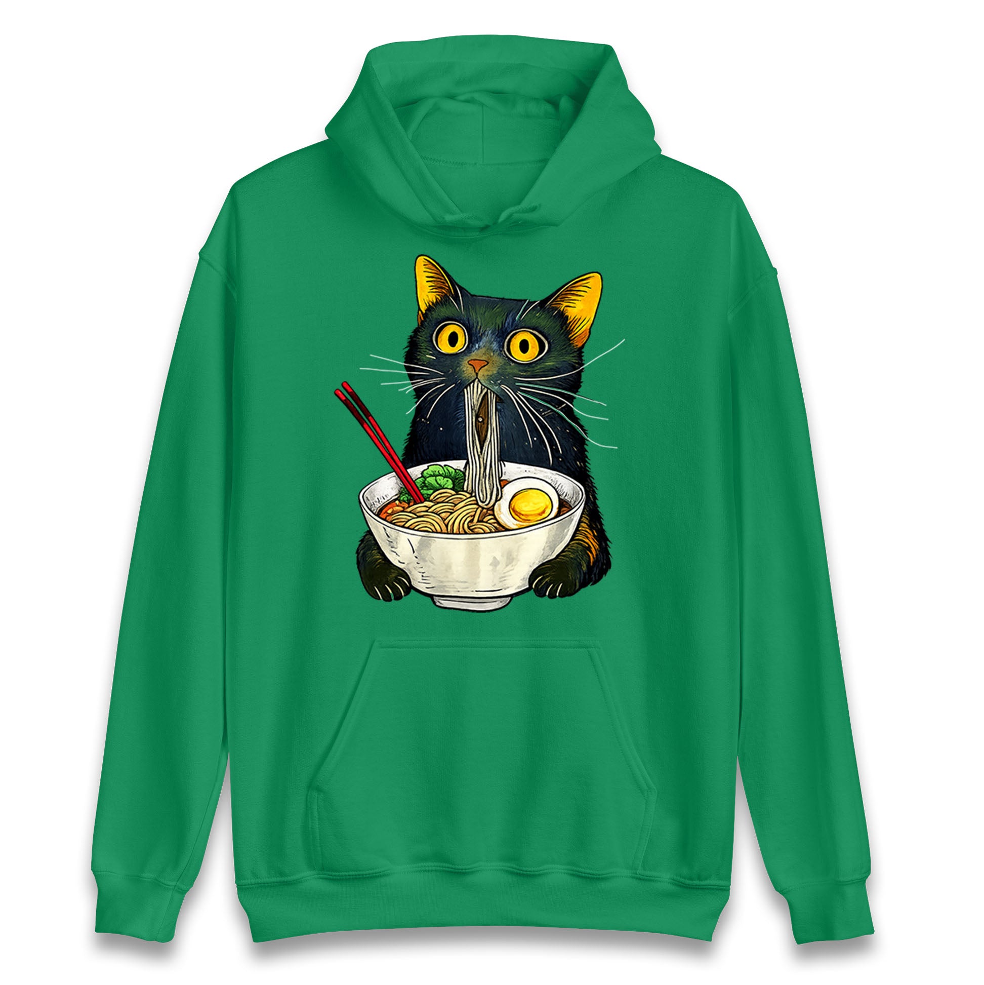 Ramen Noodle Black Cat Foodie Lover Meme Hoodie