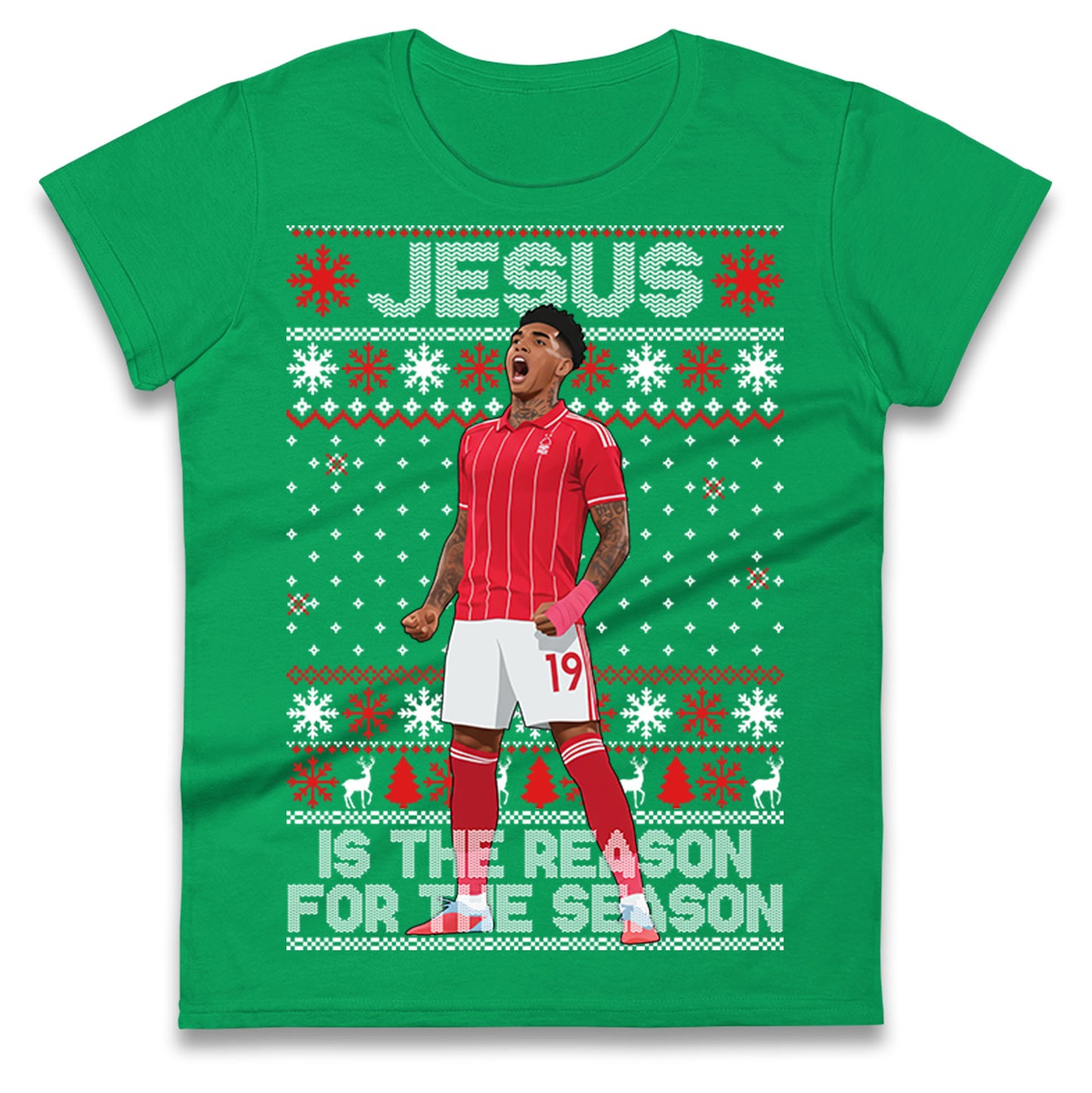 Nottm Forest FC Christmas Ladies T Shirt
