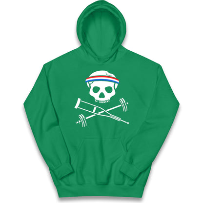 Johnny Knoxville Crutch Barbell and Bones Kids Hoodie