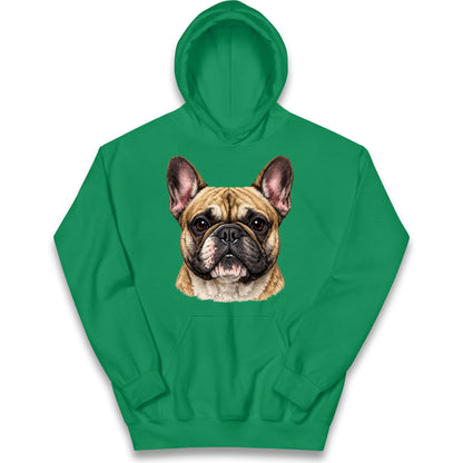 French Bulldog Face Kids Hoodie