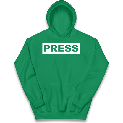 PRESS Palestine Inspired By Journalist Motaz Azaiza Kids Hoodie