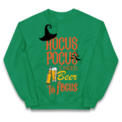 Hocus Pocus I Need Beer To Focus Halloween Jumper
