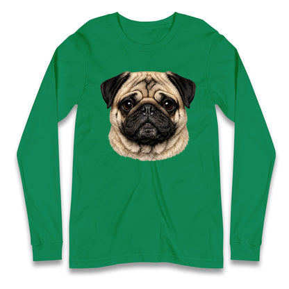 Pug Dog Face Longsleeve T Shirt