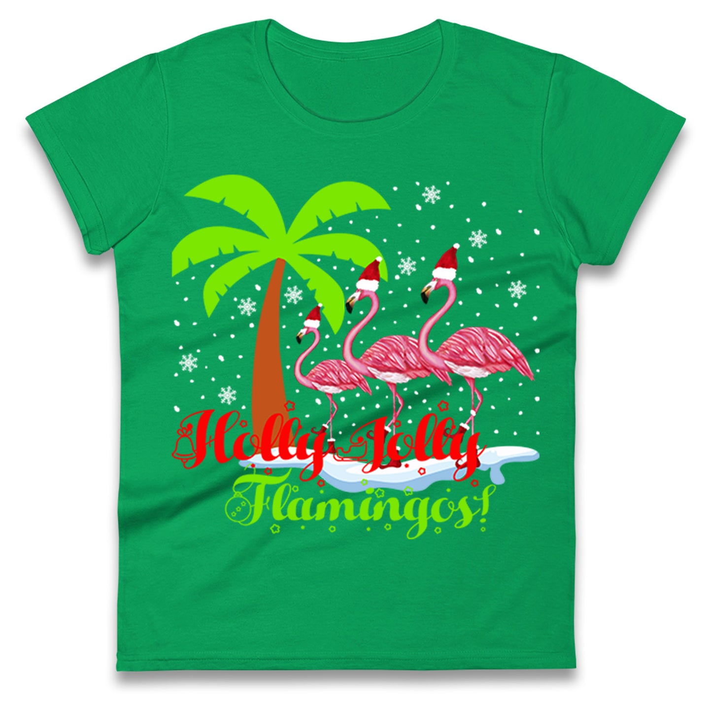 Holly Jolly Flamingos Christmas Womens t shirt