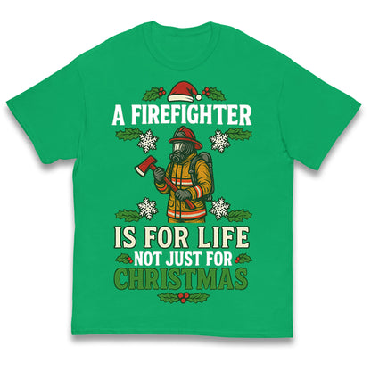 Firefighter Christmas Kids T Shirt