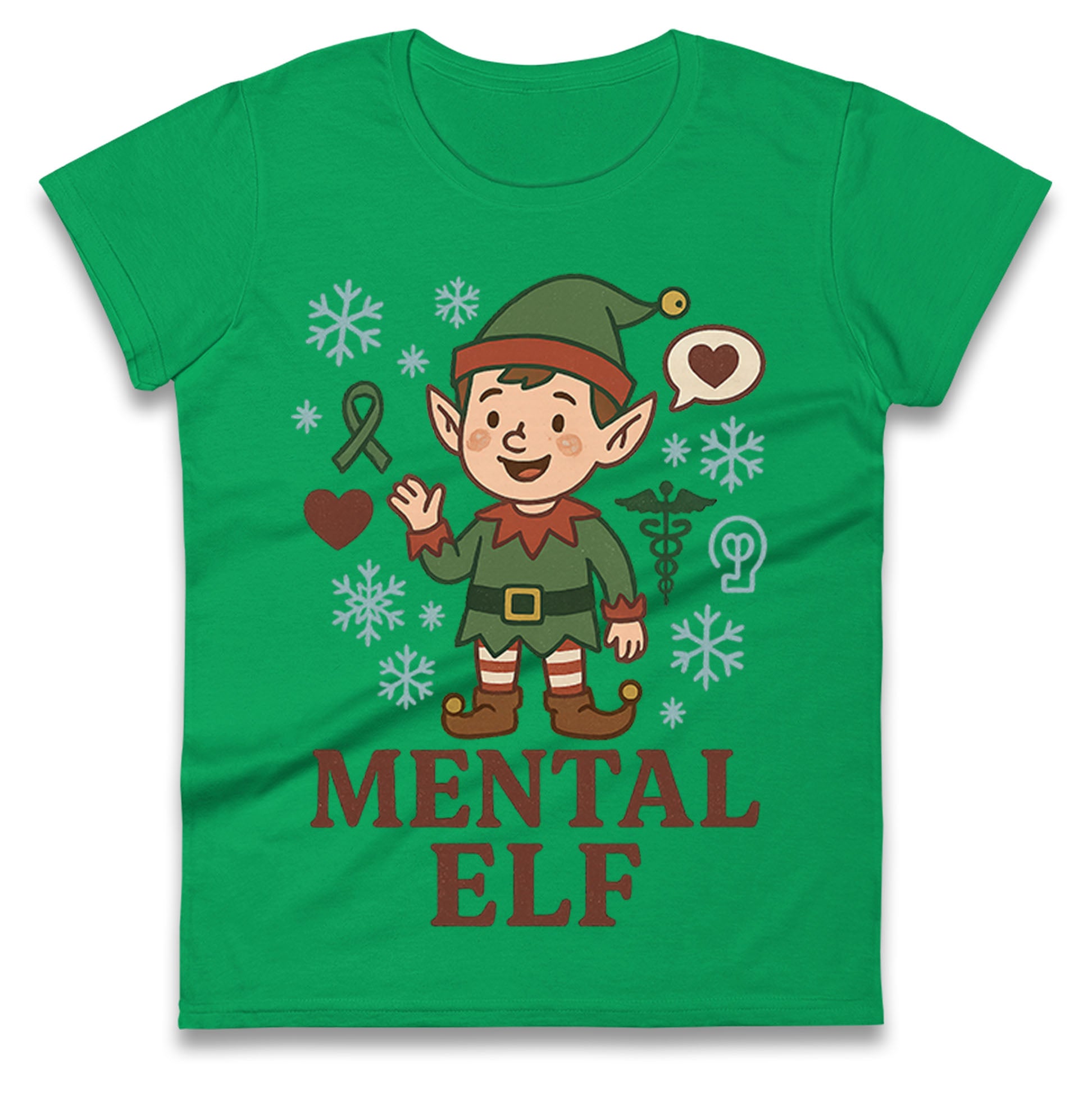 Mental Health Christmas Ladies T Shirt