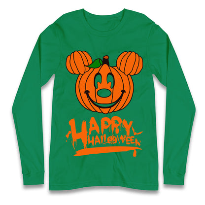 Mickey Mouse Pumpkin Happy Halloween Long Sleeve T Shirt