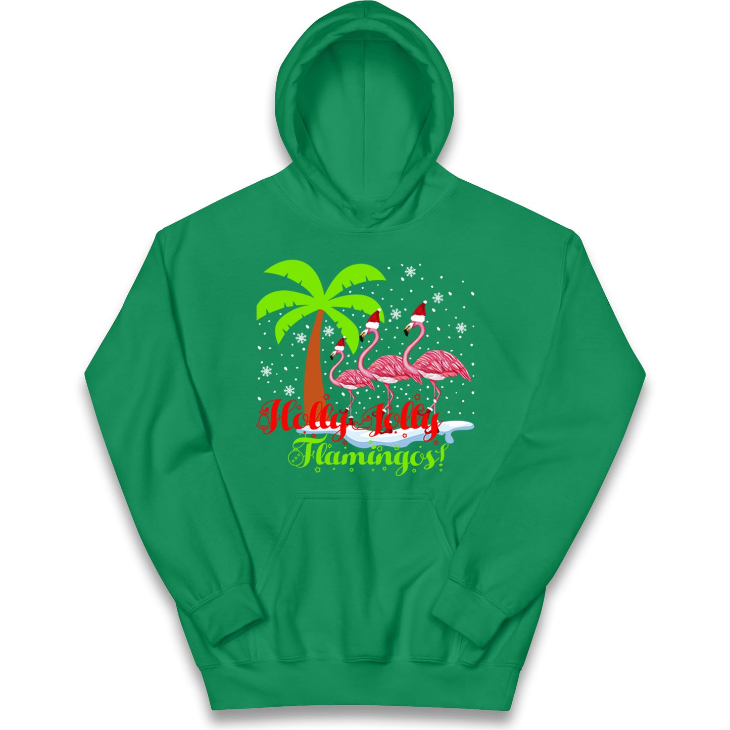 Holly Jolly Flamingos Christmas Kids Hoodie