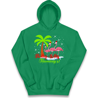 Holly Jolly Flamingos Christmas Kids Hoodie