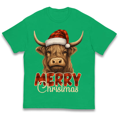 Highland Cow Christmas Kids T Shirt
