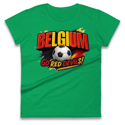 Belgium Retro Football Ladies T Shirt