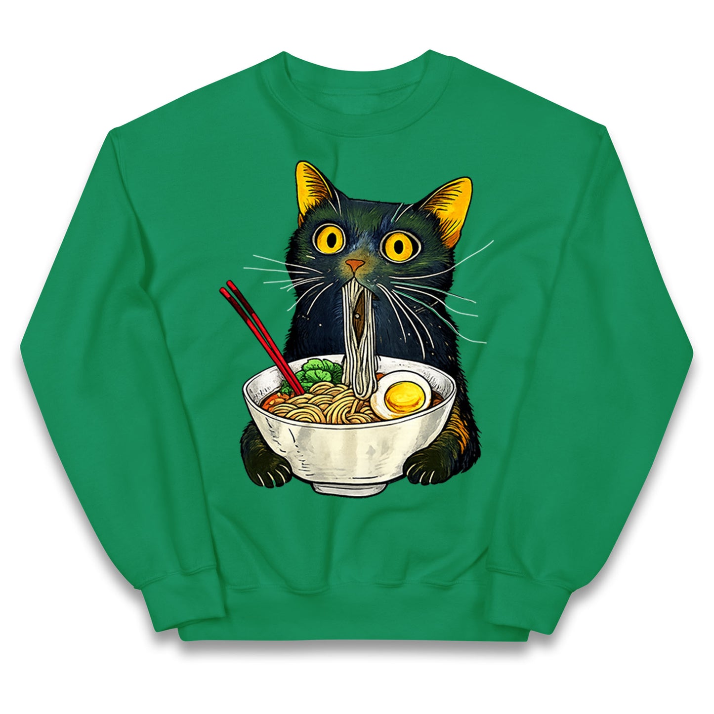 Ramen Noodle Black Cat Foodie Lover Meme Kids Jumper