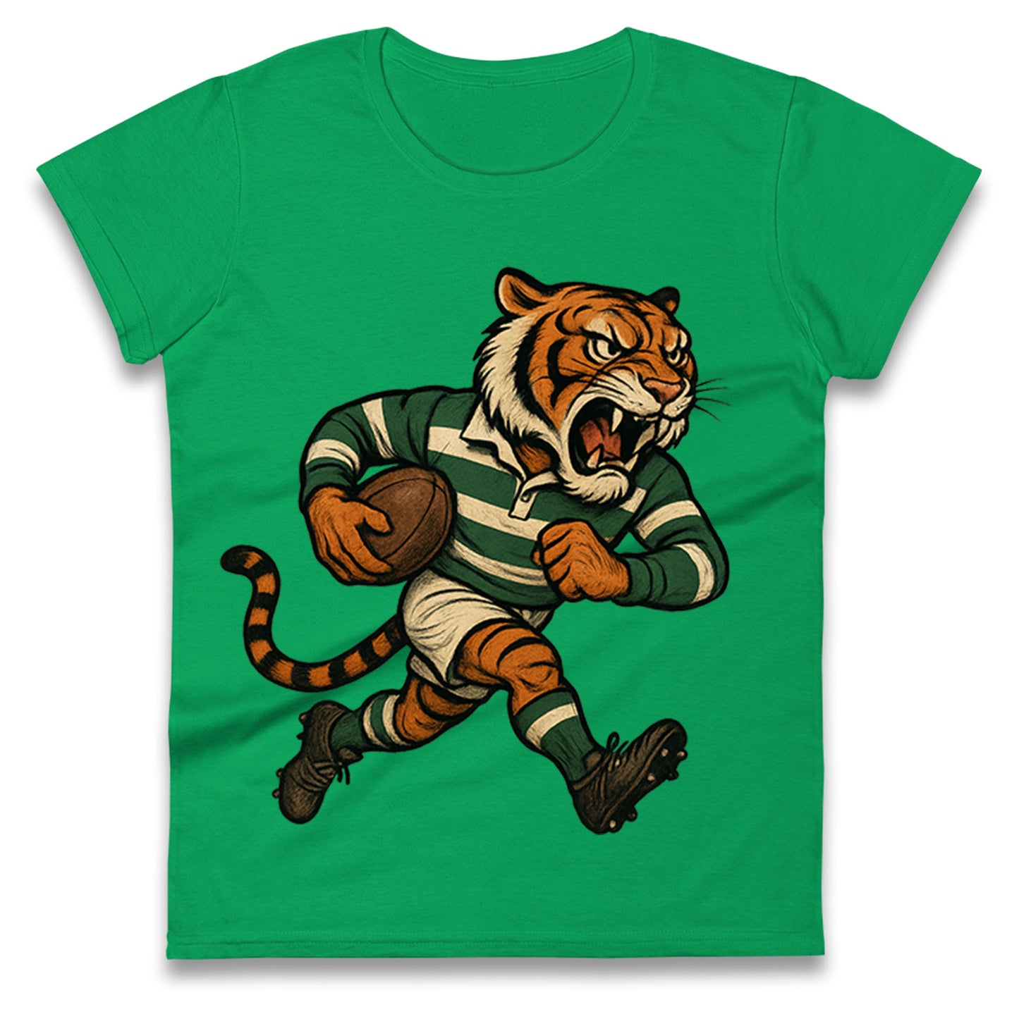 Retro Leicester Tigers Rugby Union Ladies T Shirt