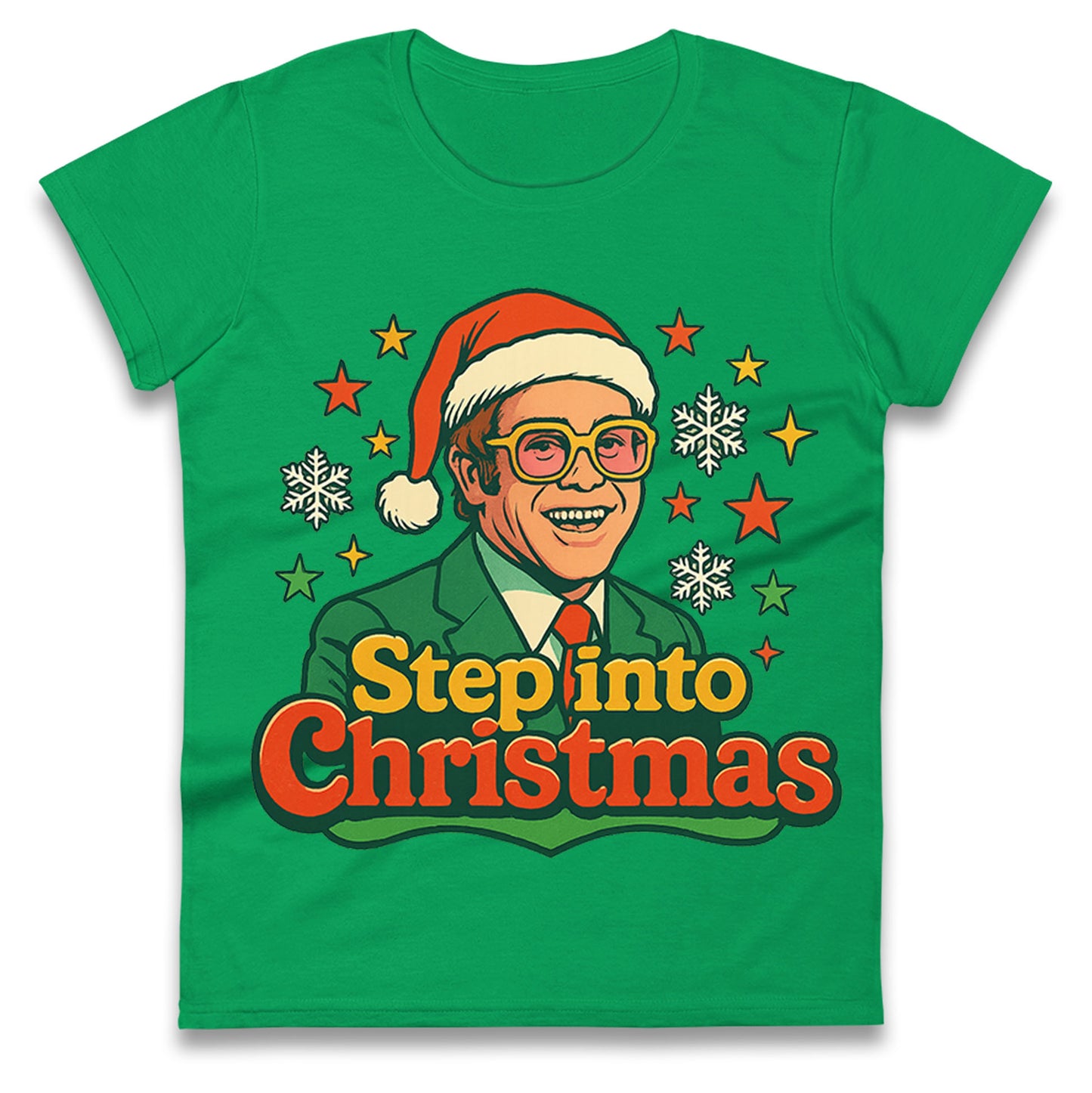 Elton John Christmas Ladies T Shirt 