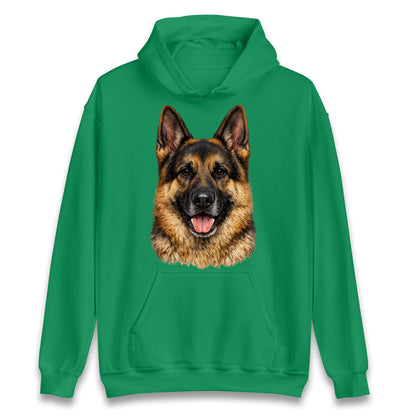 German Shepherd Dog Face Hoodie