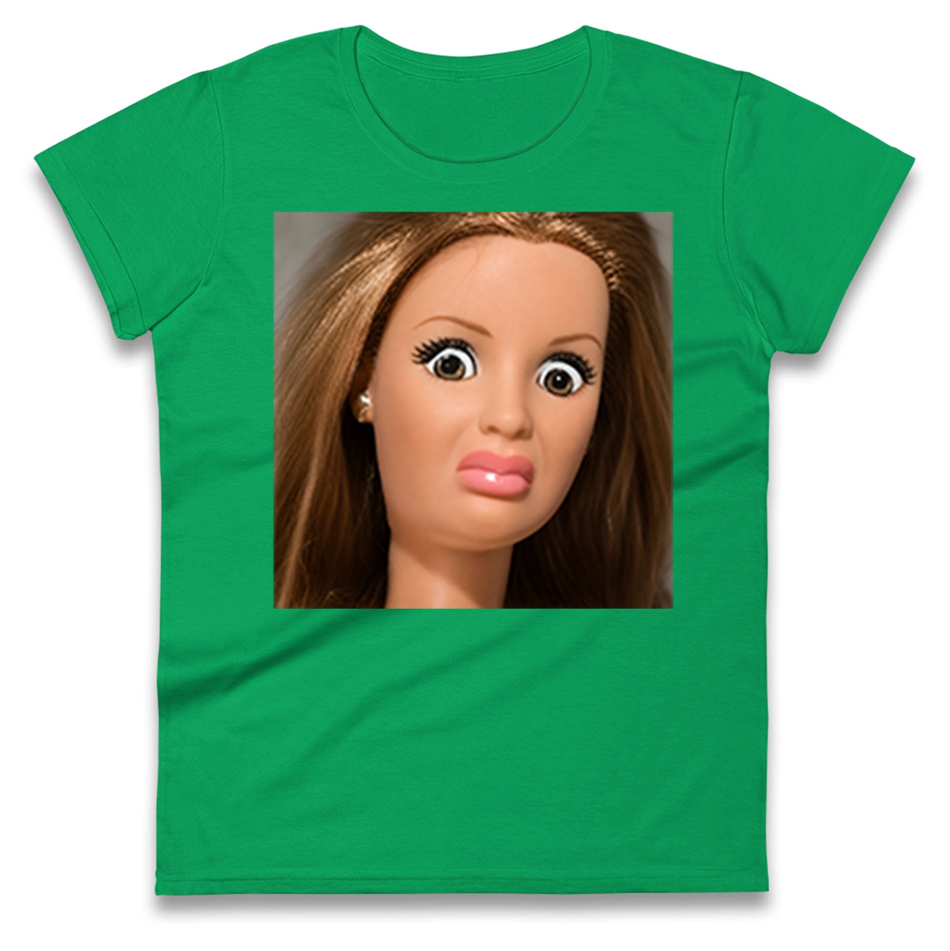 Funny Distressed Doll Face Meme Ladies T Shirt