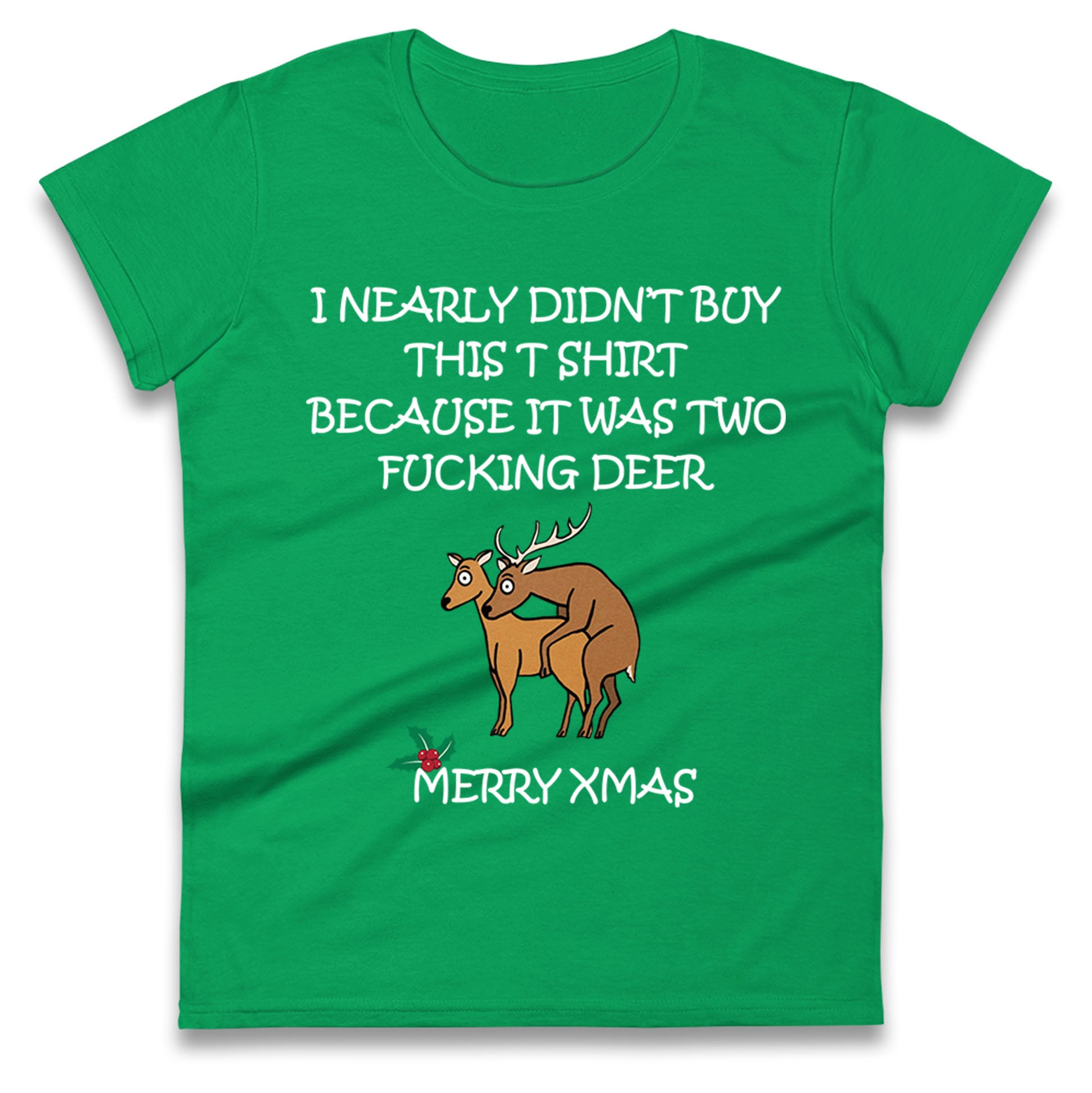 fucking deer christmas womens t shirt