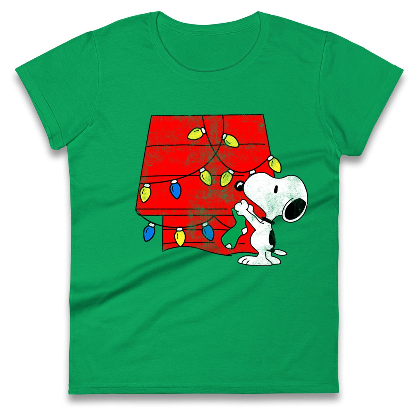 snoopy lighting house christmas womens top