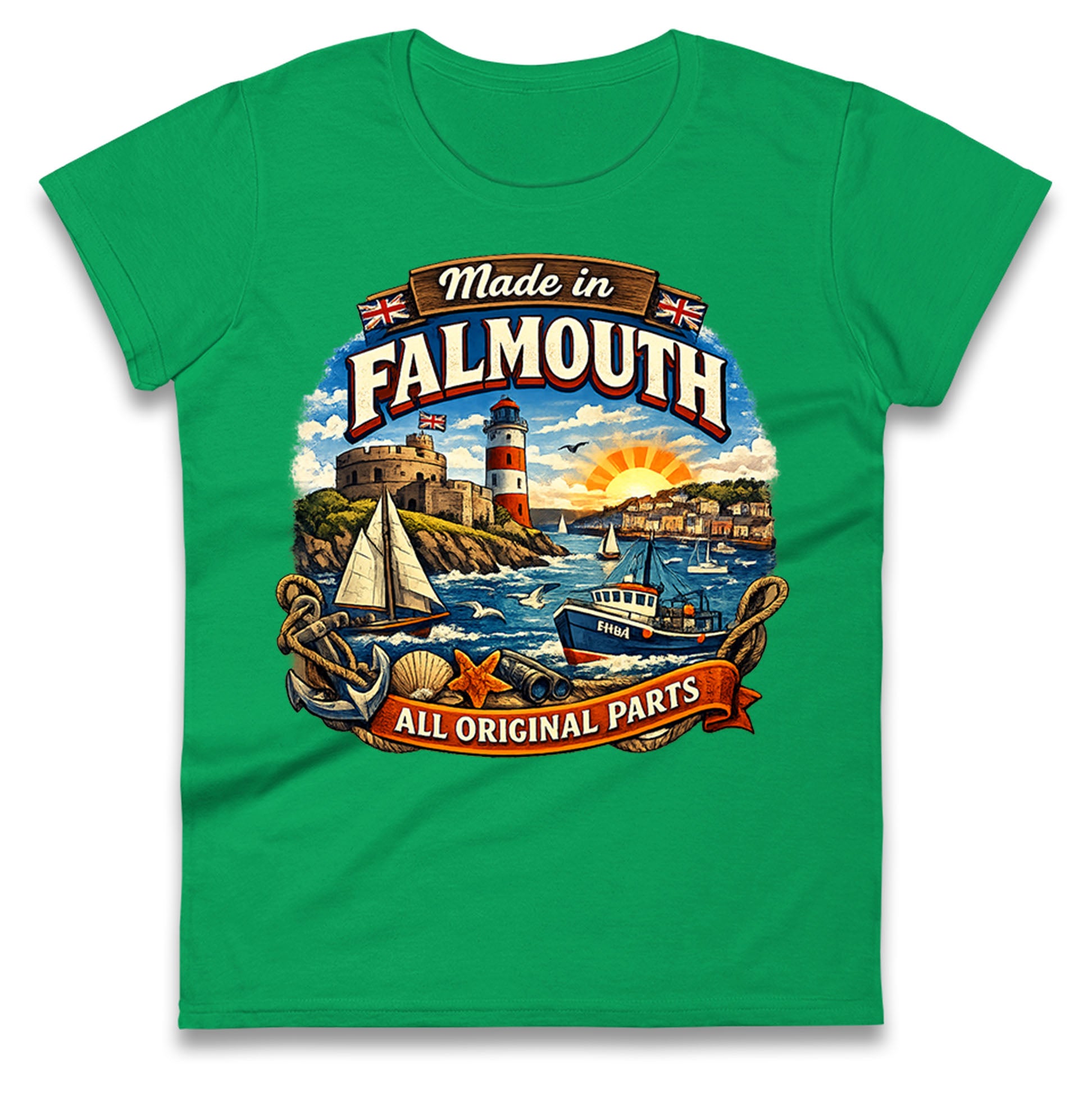 Made In Falmouth All Original Parts Ladies T Shirt