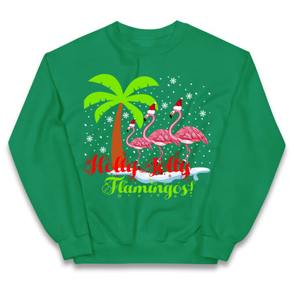 Holly Jolly Flamingos Christmas Kids Jumper
