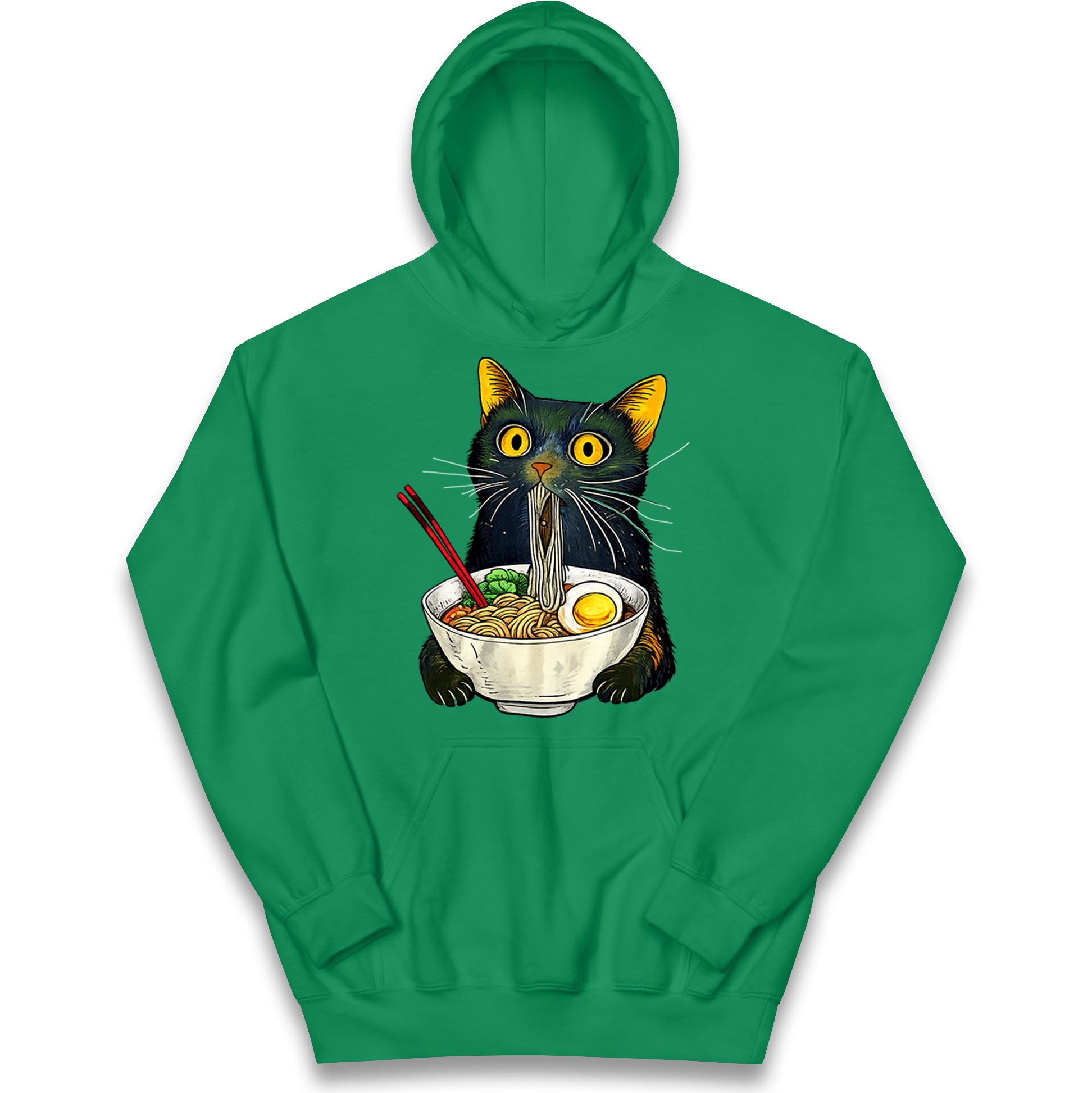 Ramen Noodle Black Cat Foodie Lover Meme Kids Hoodie
