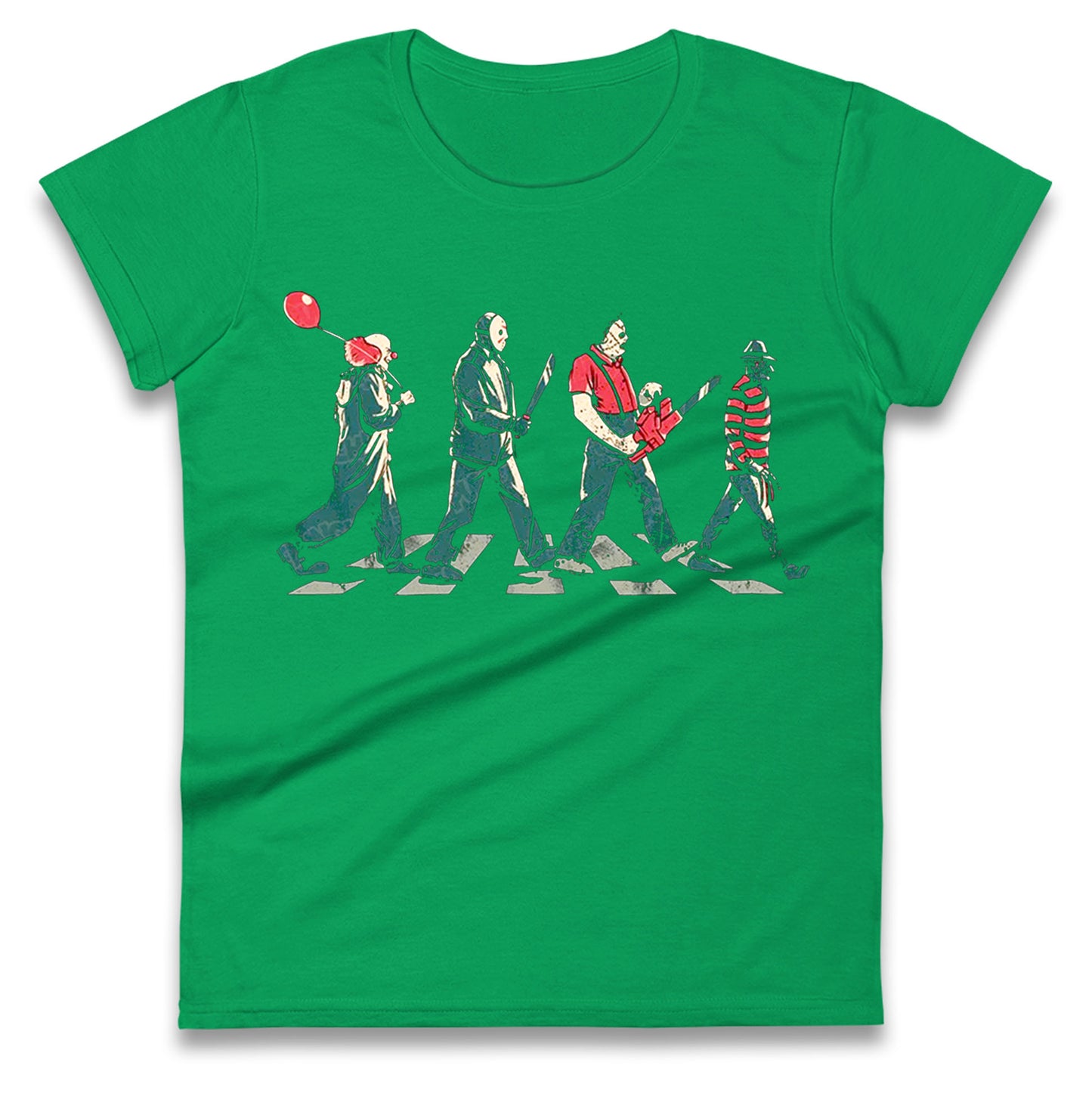 Horror Characters Friends Spoof Halloween Womens t shirt