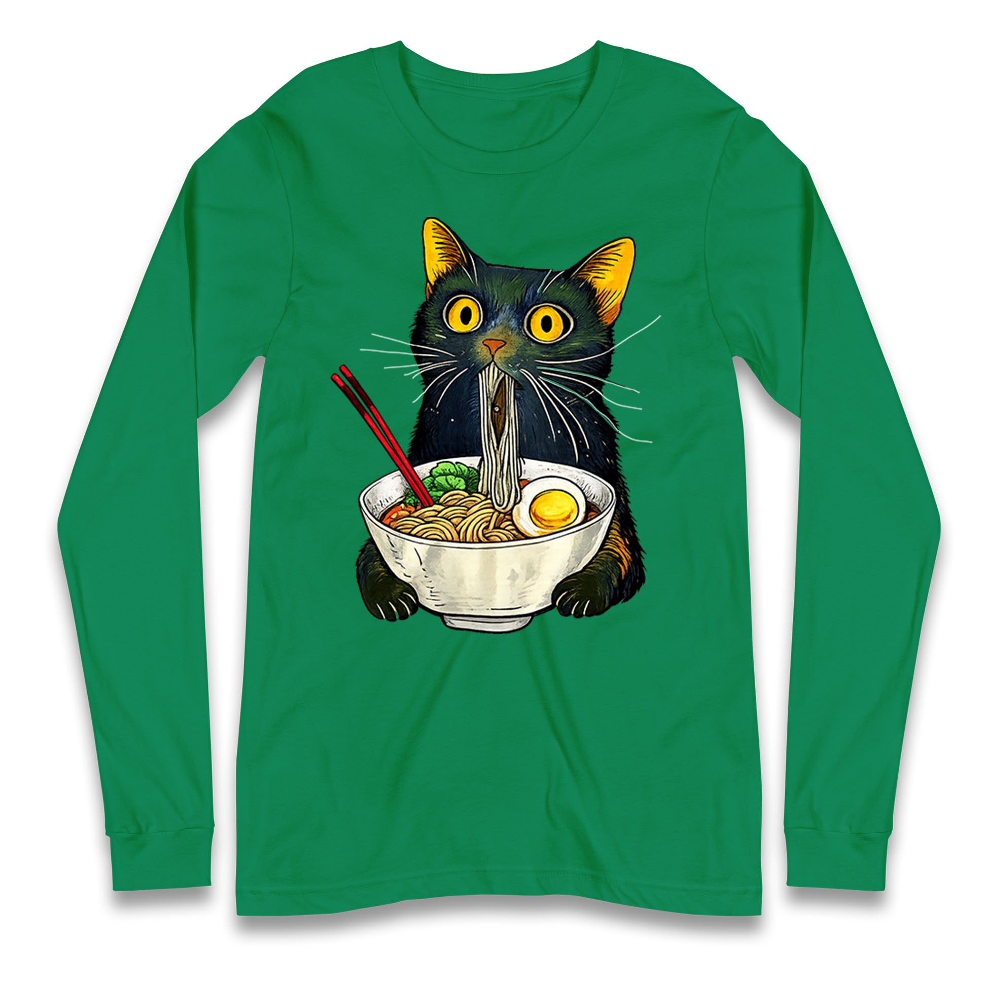 Ramen Noodle Black Cat Foodie  Longsleeve T Shirt 