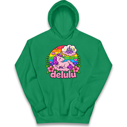 Delulu Unicorn Kids Hoodie