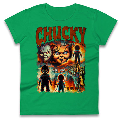 Chucky Doll Good Guys Halloween Bootleg Womens T Shirt