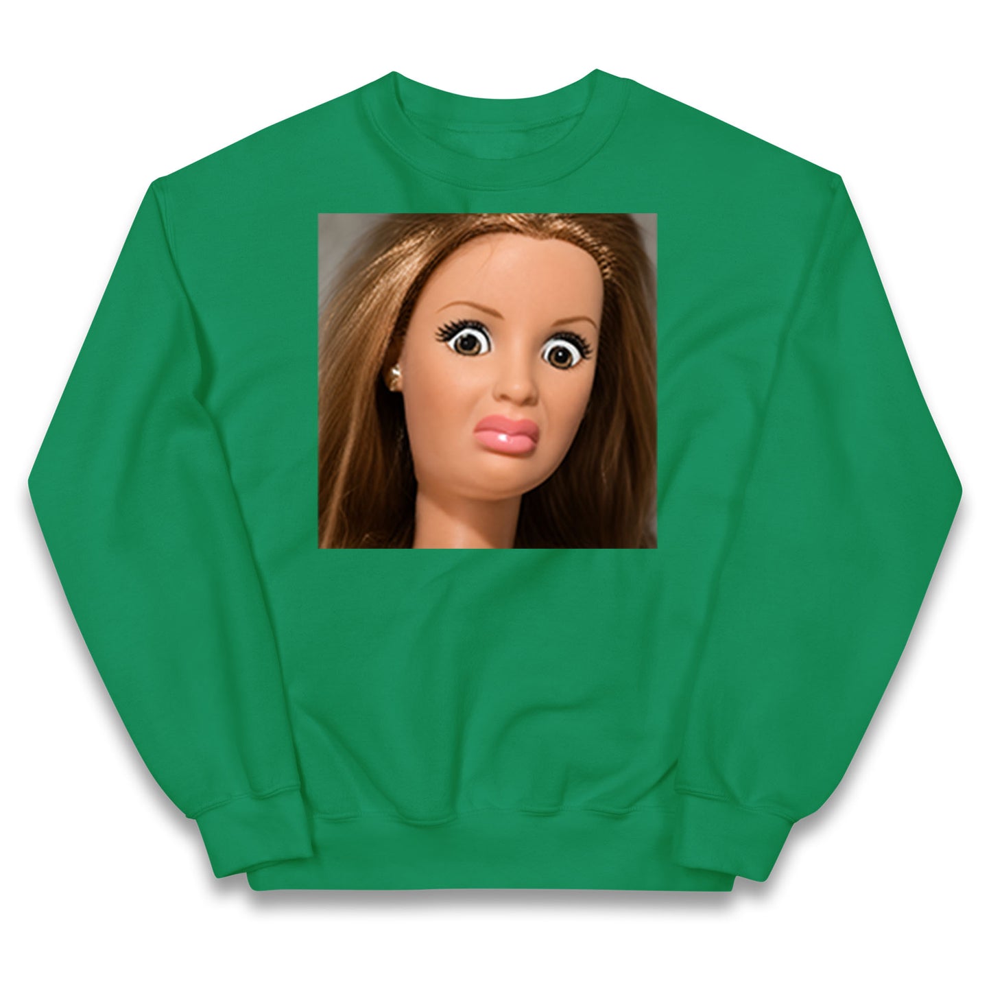 Distressed Doll Face Meme Kids Jumper