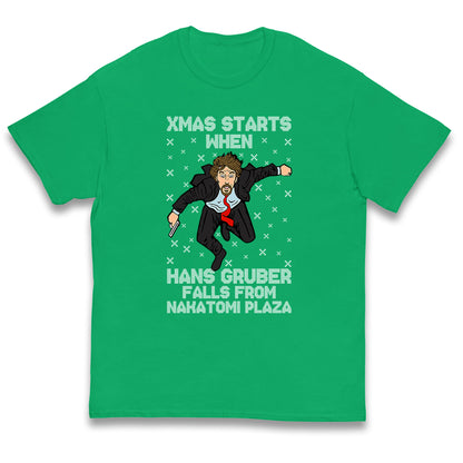 hans gruber falling t shirt