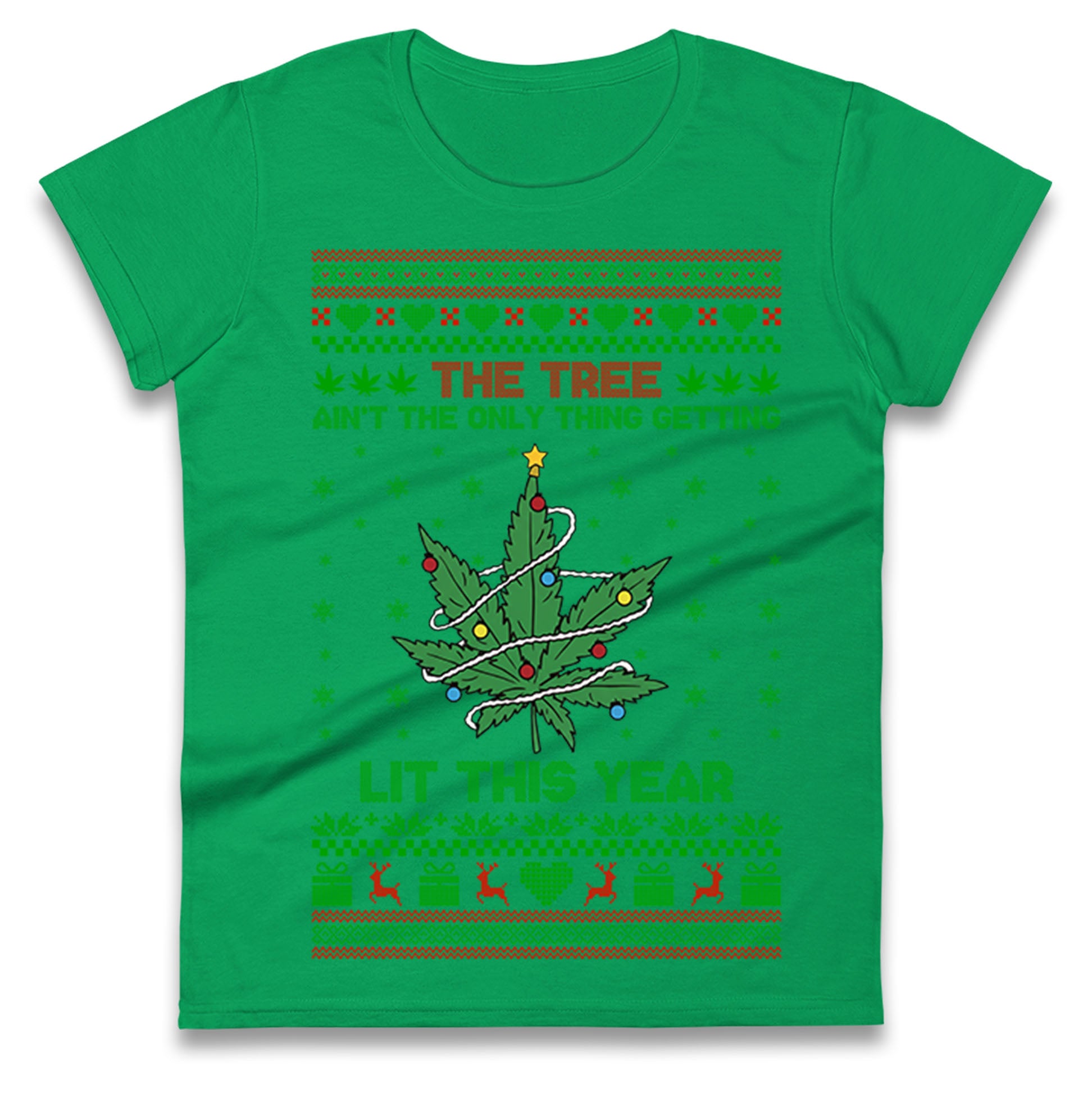 Cannabis Christmas Ladies T Shirt
