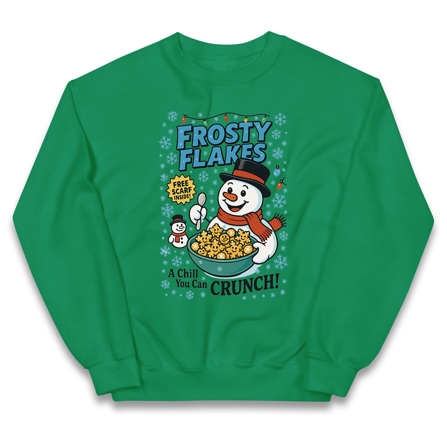 Frosty Flakes Snowman Christmas Kids Jumper