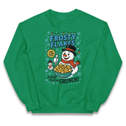 Frosty Flakes Snowman Christmas Kids Jumper