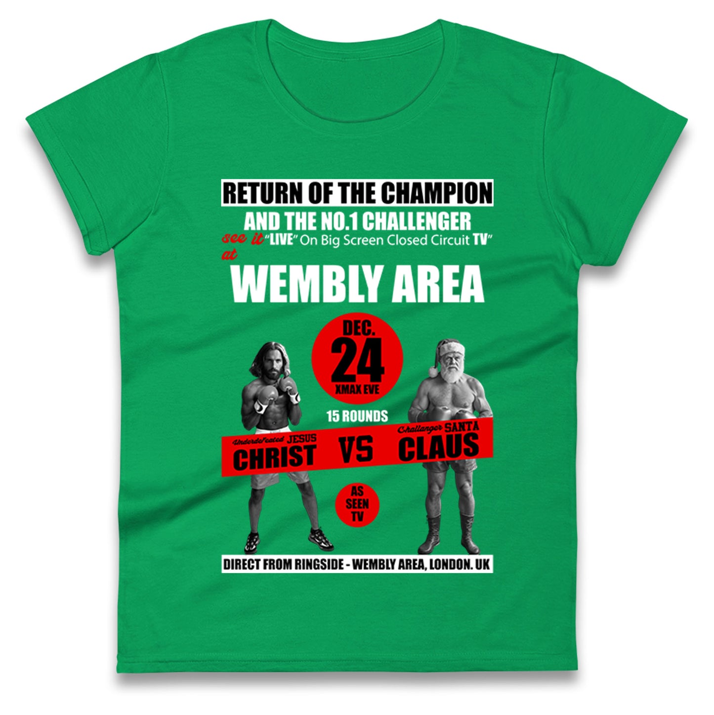 Jesus Christ Vs Santa Claus Ladies T Shirt