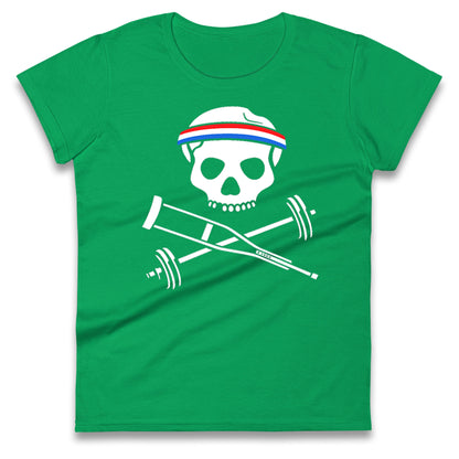 Johnny Knoxville Crutch Barbell & Bones Ladies T Shirt