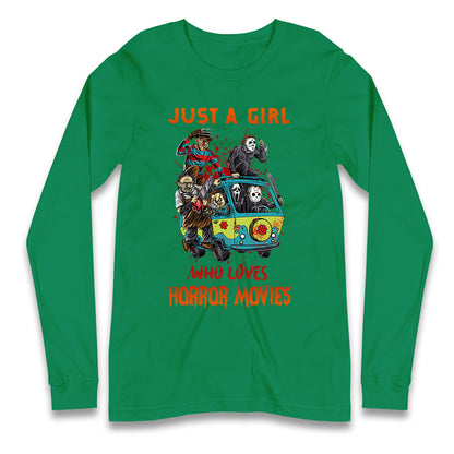 Just A Girl Who Loves Horror Movies Halloween T Shirt
