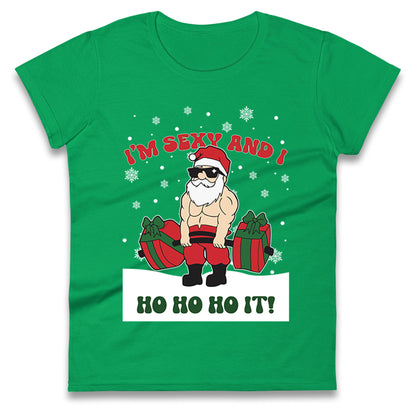 Santa Claus Ho Ho Ho Ladies T Shirt