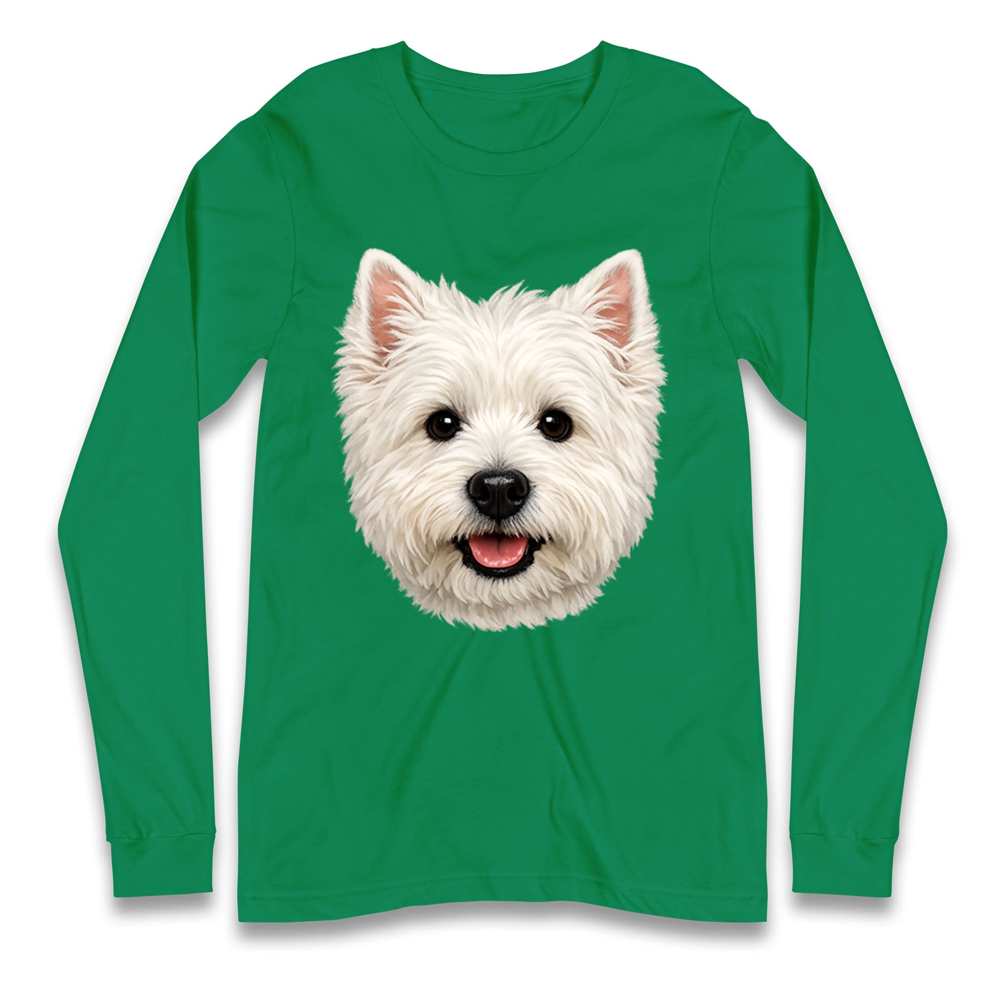 West Highland White Terrier Dog Face Longsleeve T Shirt