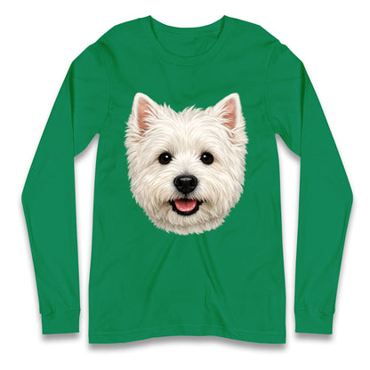 West Highland White Terrier Dog Face Longsleeve T Shirt
