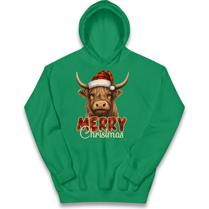 Highland Cow Christmas Kids Hoodie