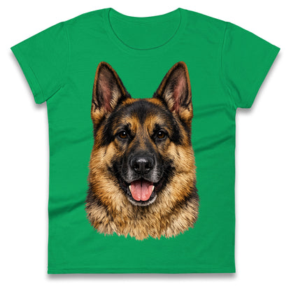 German Shepherd Dog Face Ladies T Shirt