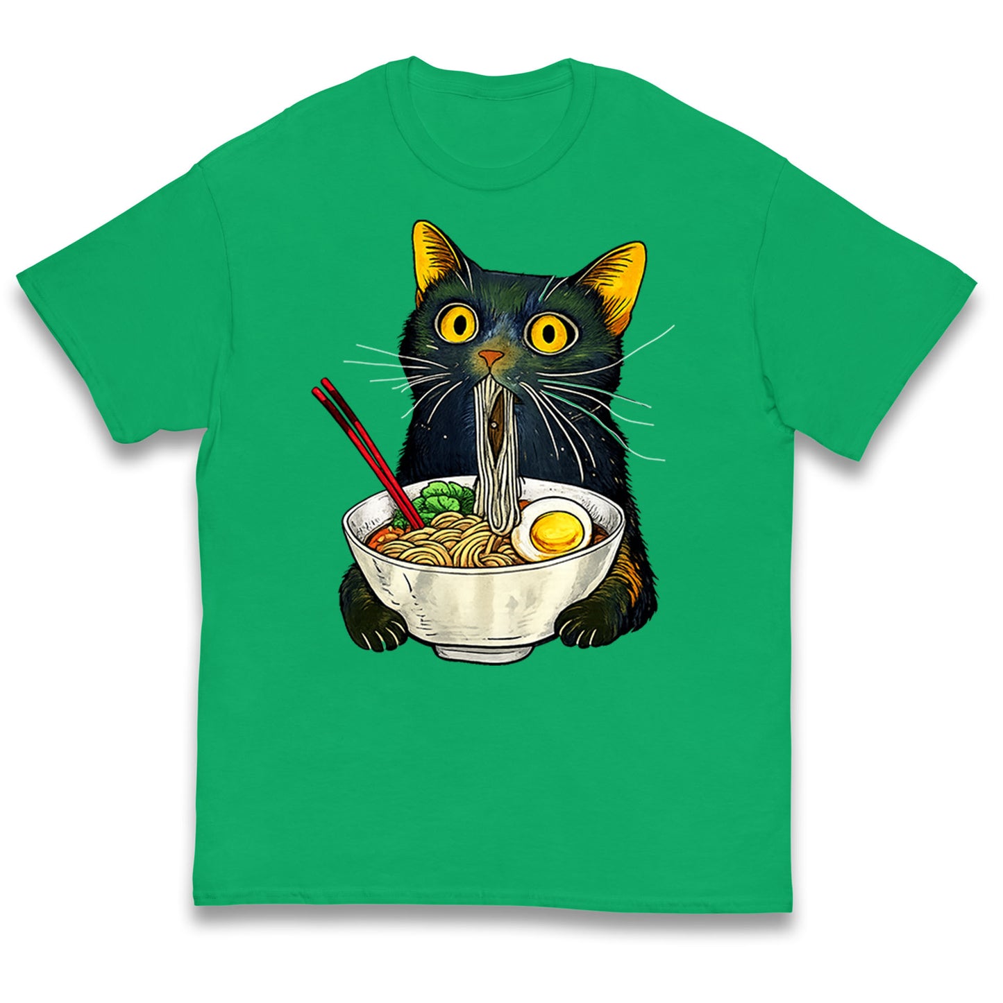 Ramen Noodle Black Cat Foodie Lover Meme Kids T Shirt