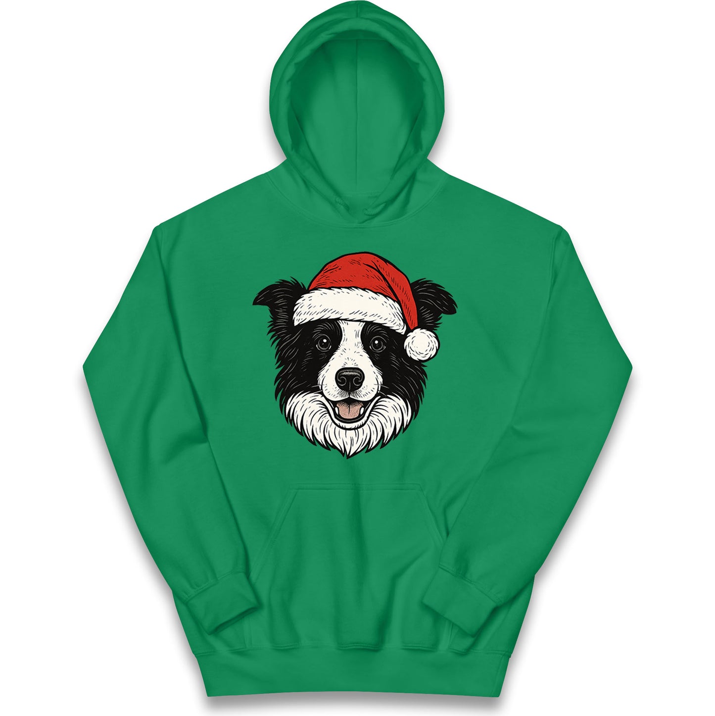 Border Collie Face Christmas Kids Hoodie