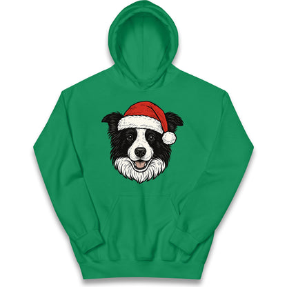 Border Collie Face Christmas Kids Hoodie