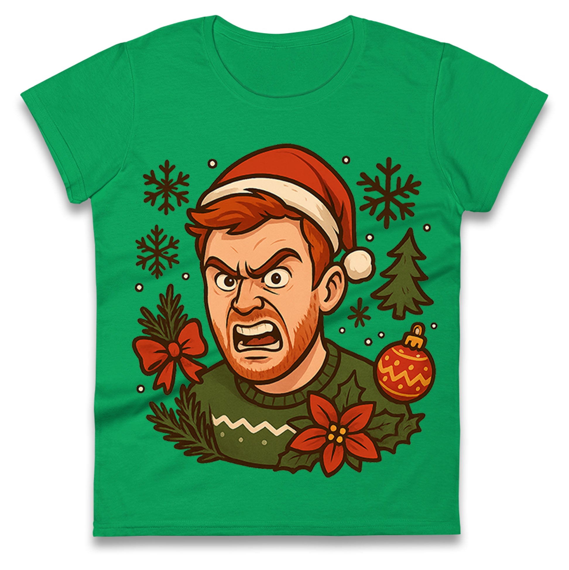 Angry Ginge Christmas Ladies T Shirt
